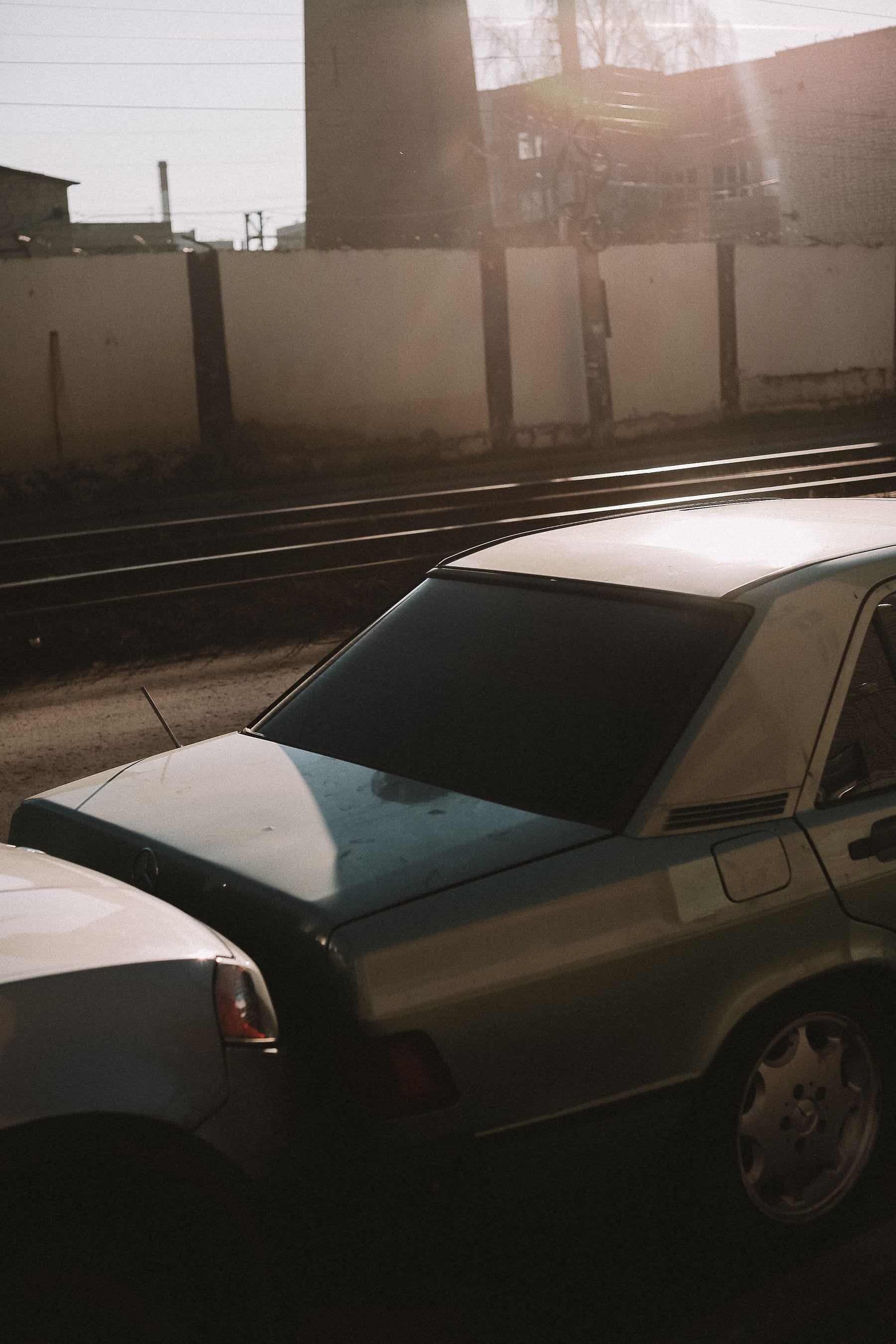 Two cars after a rear-end collision