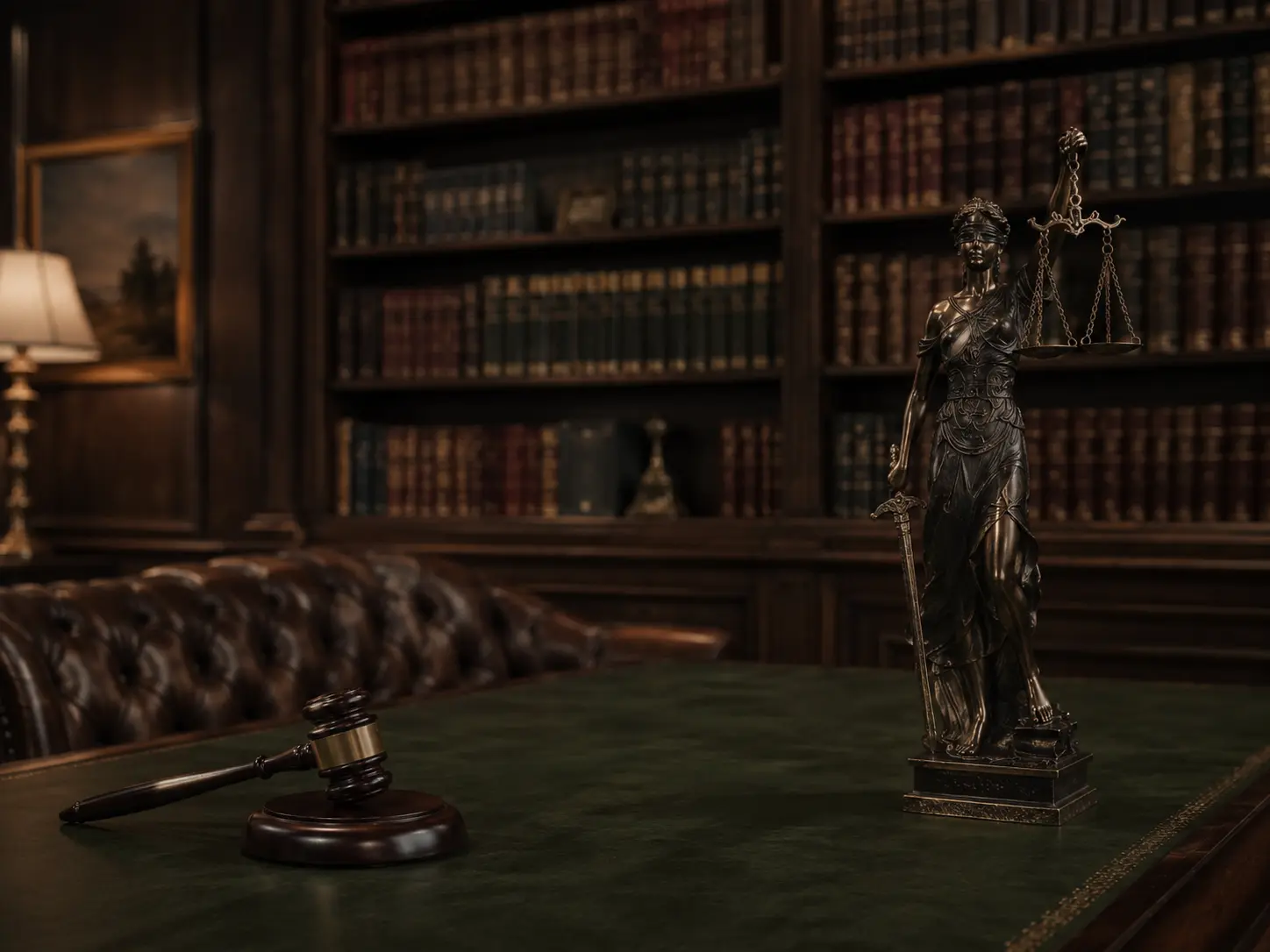 Lady Justice in a private law library